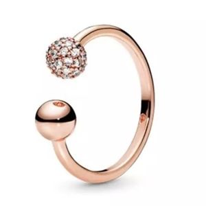 Rose Gold 925 Sterling Silver Zircon Cluster Open